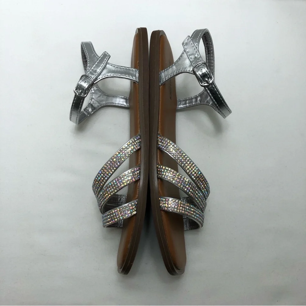 Steve Madden‎ JNAYYA-751 Silver Rhinestone Girls Sandals Size 3